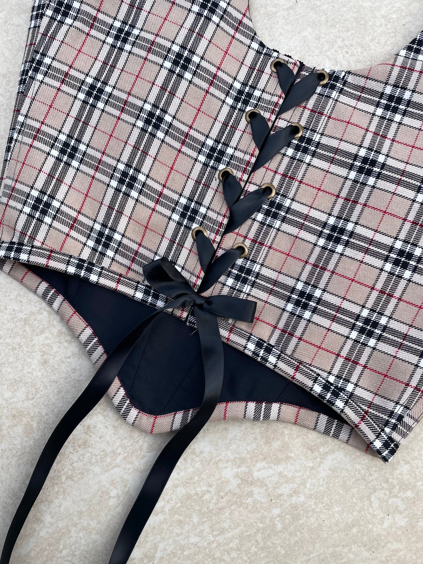 Beige tartan corset - Sizes XS/S/M/L