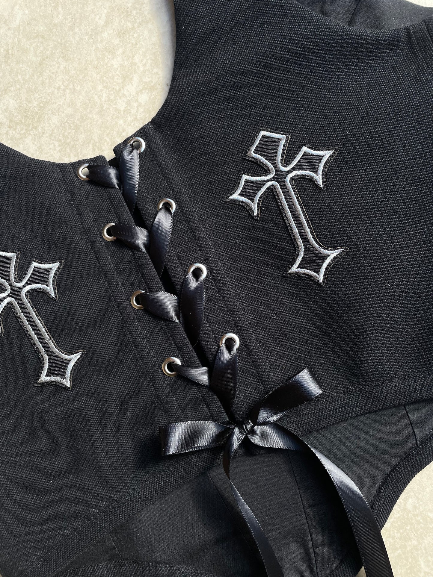 Black Gothic Cross corset - Sizes XS/S/M/L