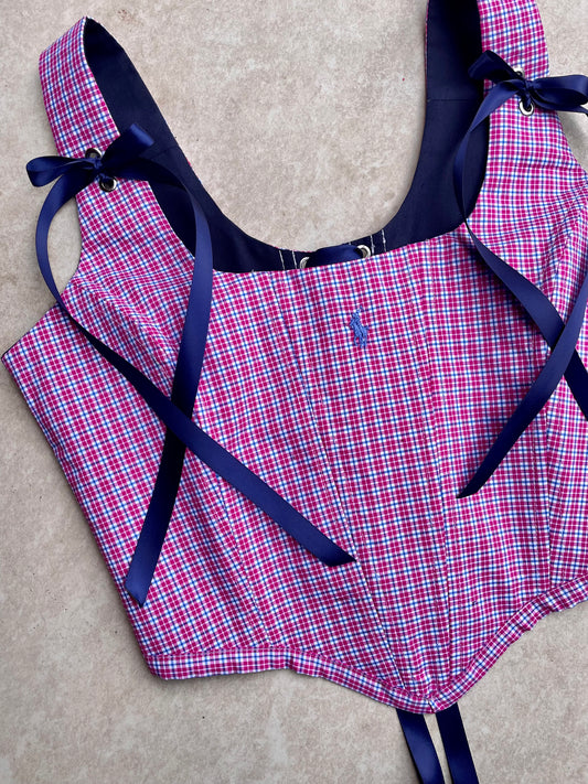 Pink gingham check Ralph Lauren corset - Size M - uk 10