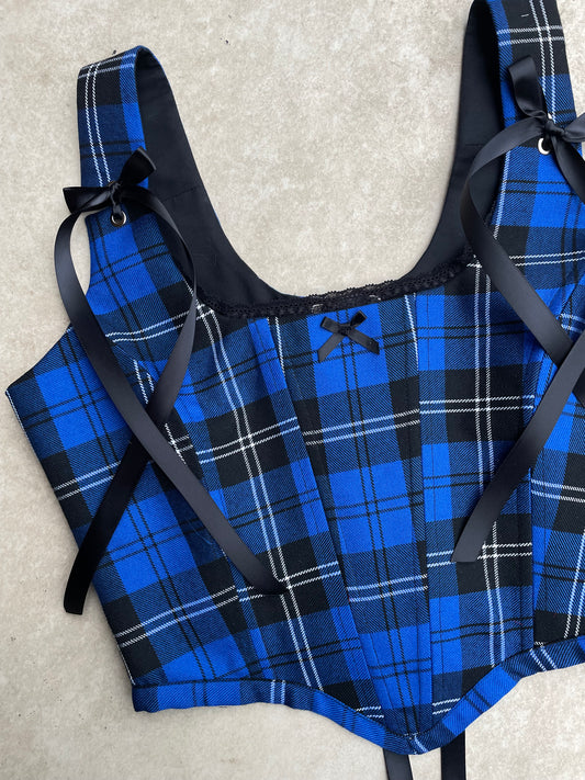 Royal Blue tartan corset - Sizes XS/S/M/L