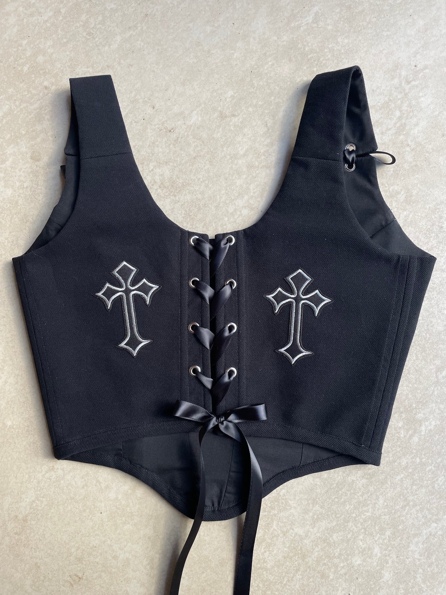 Black Gothic Cross corset - Sizes XS/S/M/L