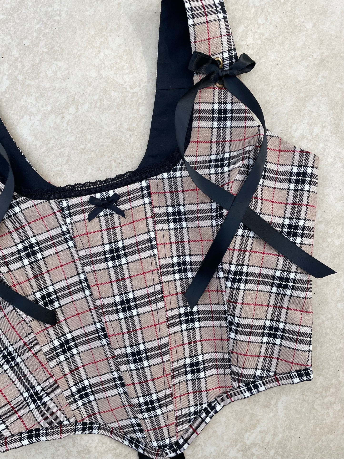 Beige tartan corset - Sizes XS/S/M/L