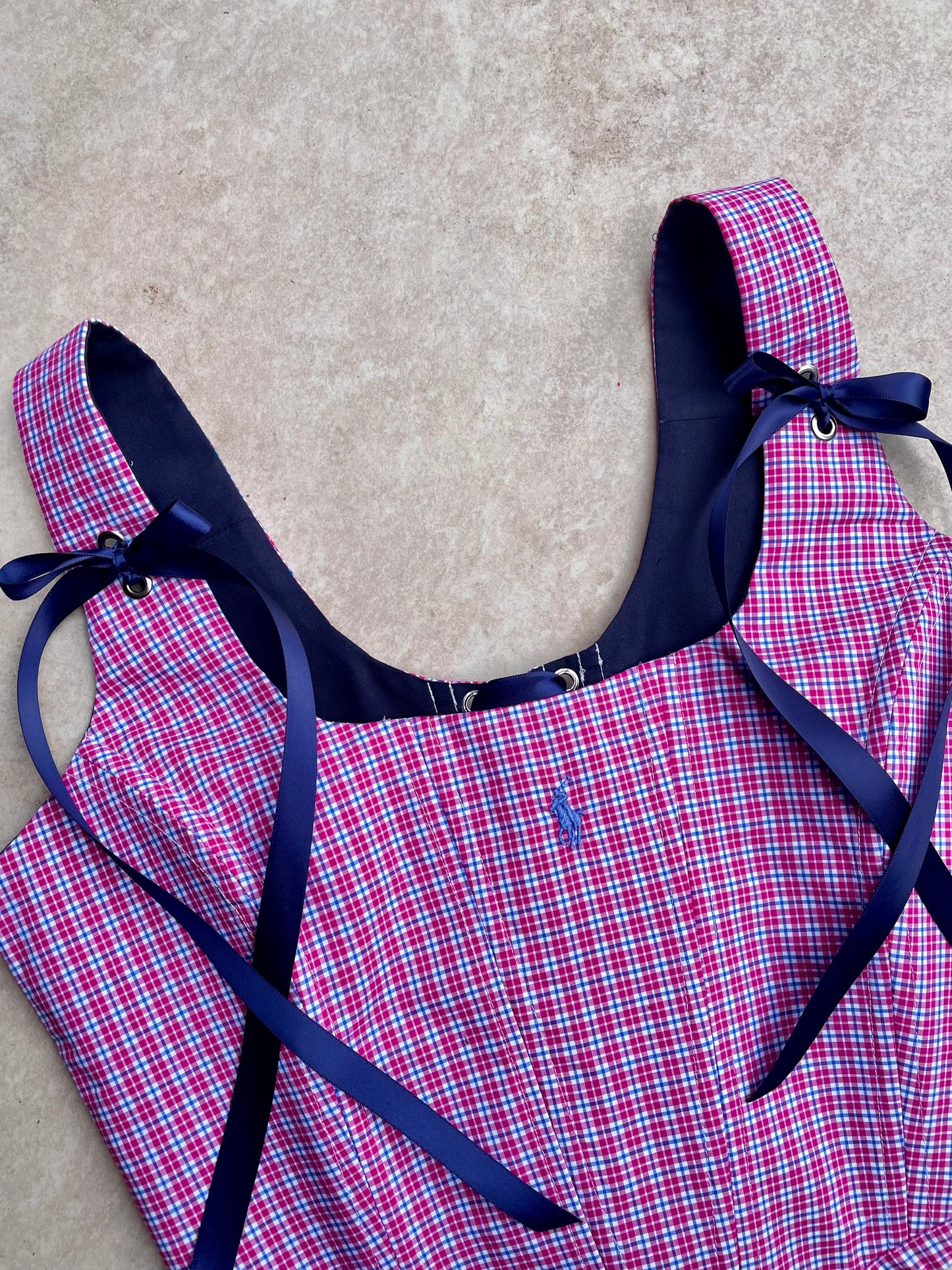 Pink gingham check Ralph Lauren corset - Size M - uk 10
