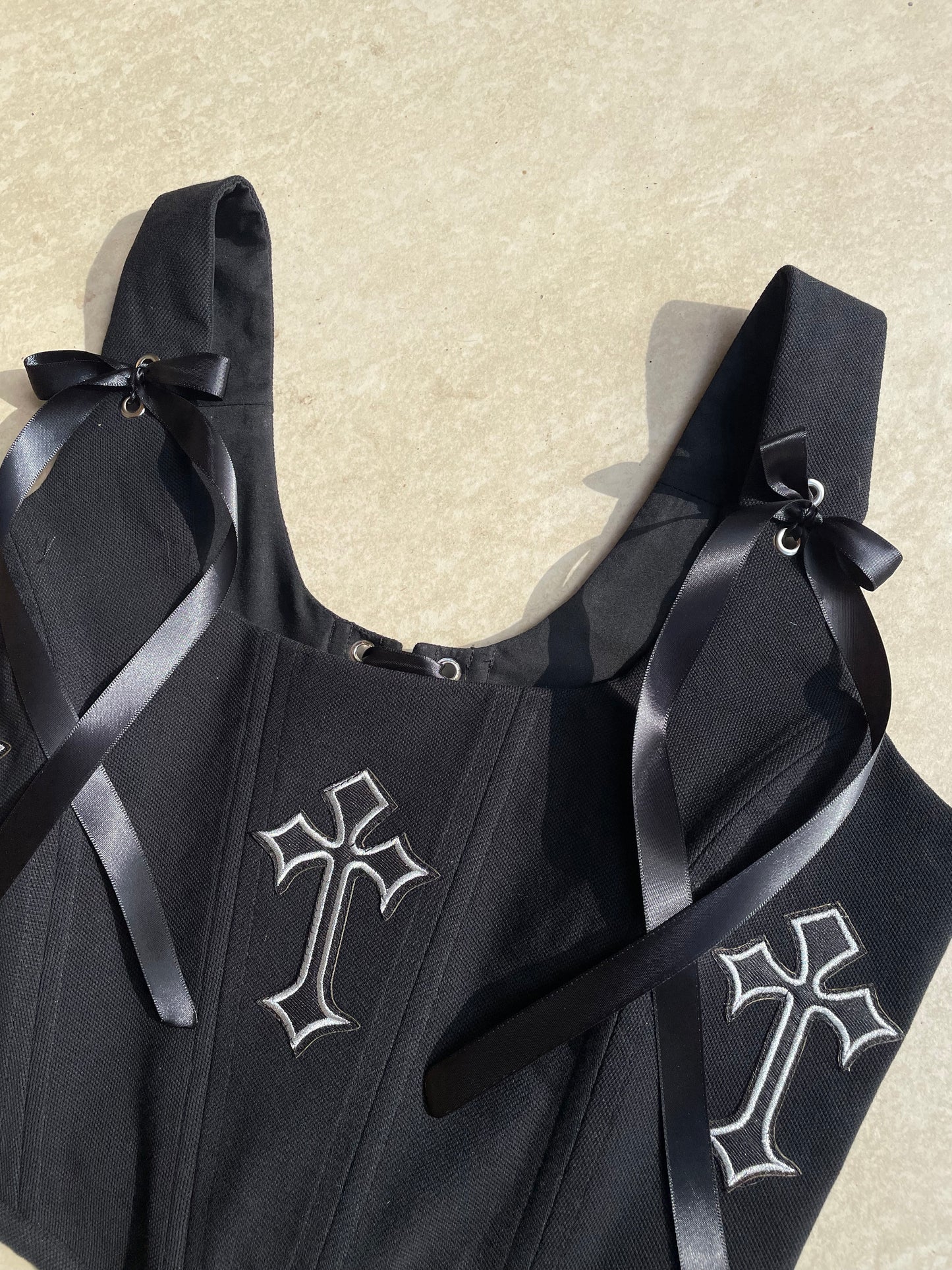 Black Gothic Cross corset - Sizes XS/S/M/L