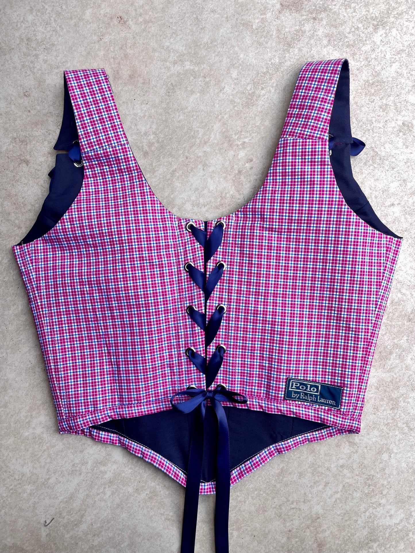 Pink gingham check Ralph Lauren corset - Size M - uk 10