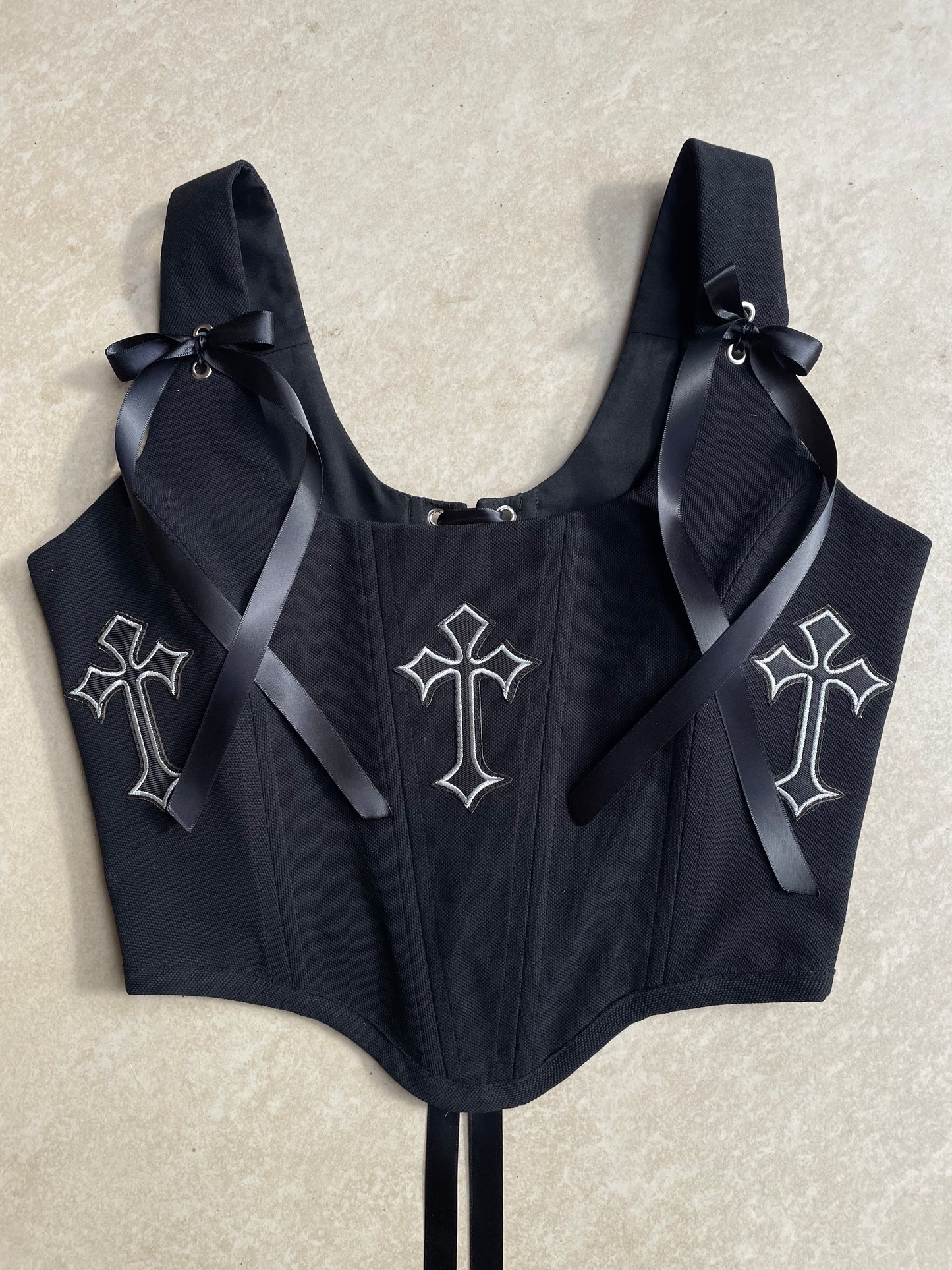 Black Gothic Cross corset - Sizes XS/S/M/L