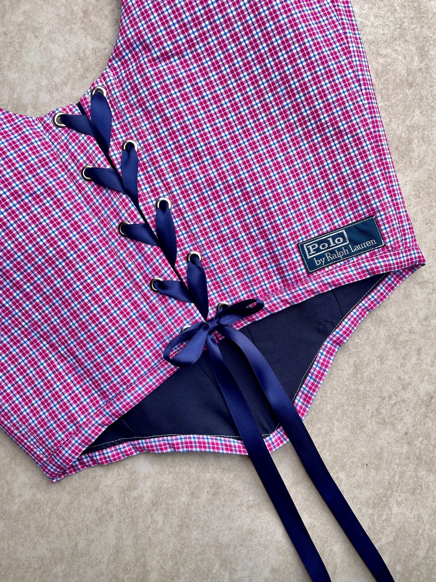Pink gingham check Ralph Lauren corset - Size M - uk 10