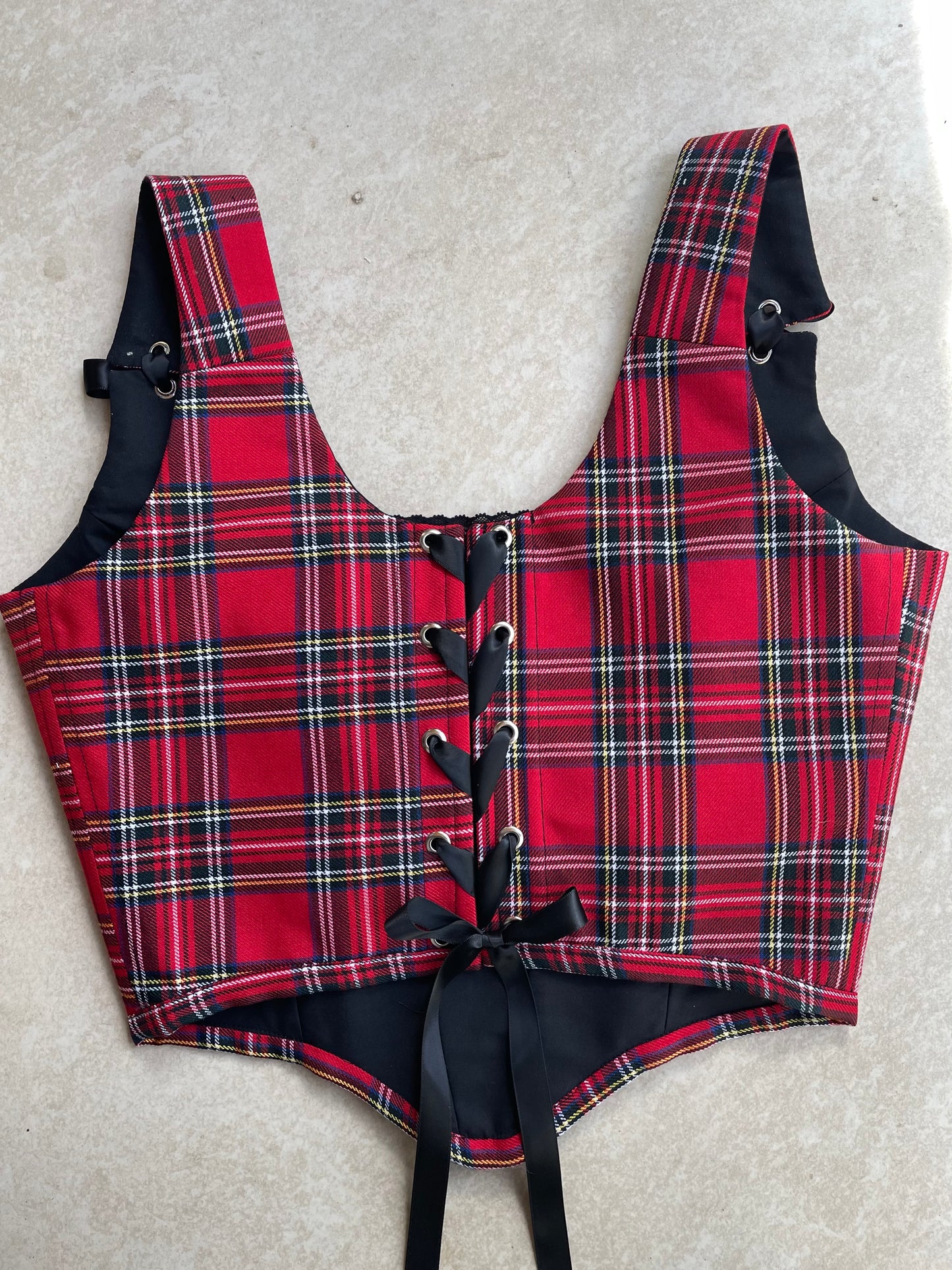 Red tartan corset - Sizes XS/S/M/L