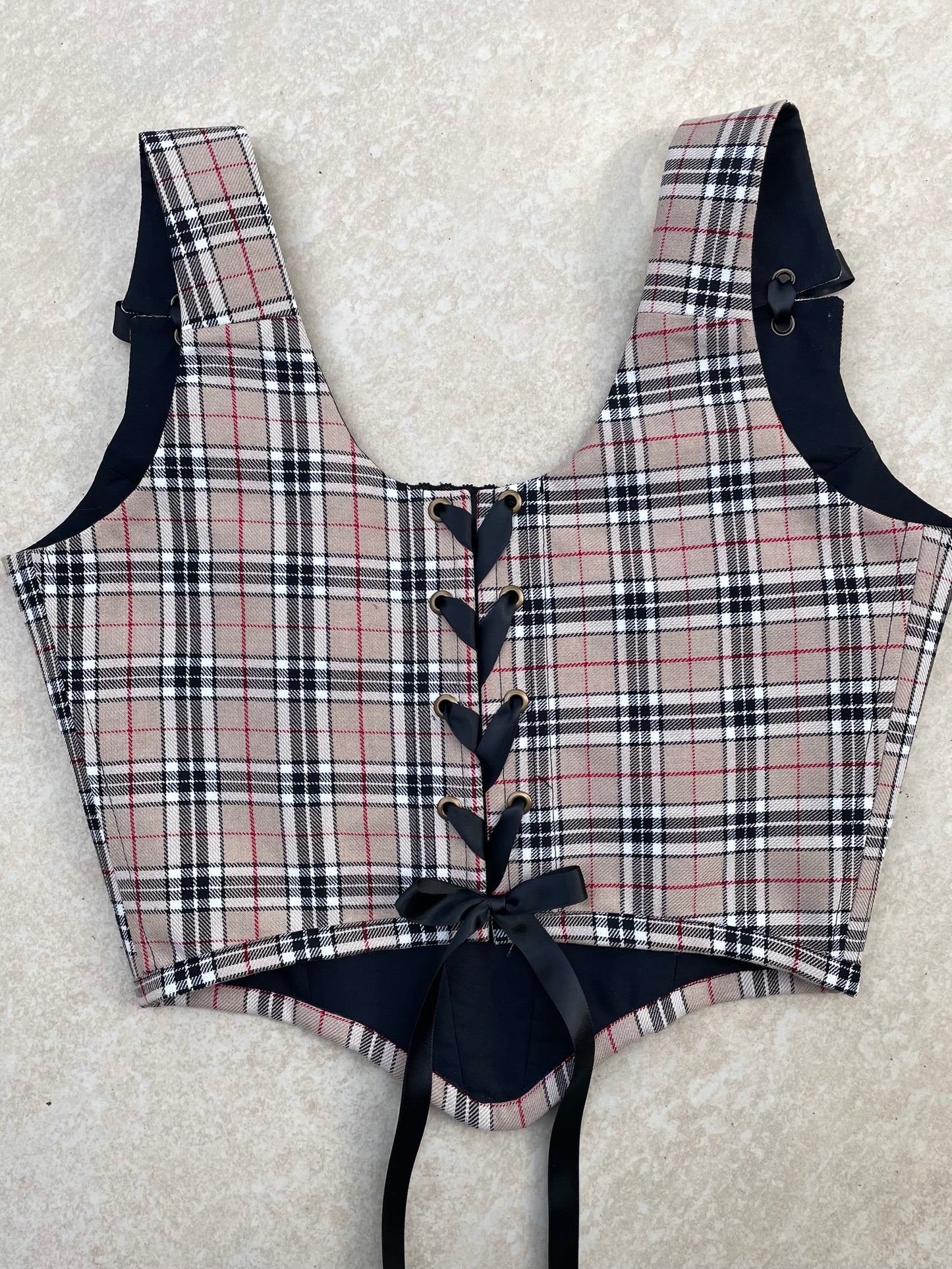 Beige tartan corset - Sizes XS/S/M/L