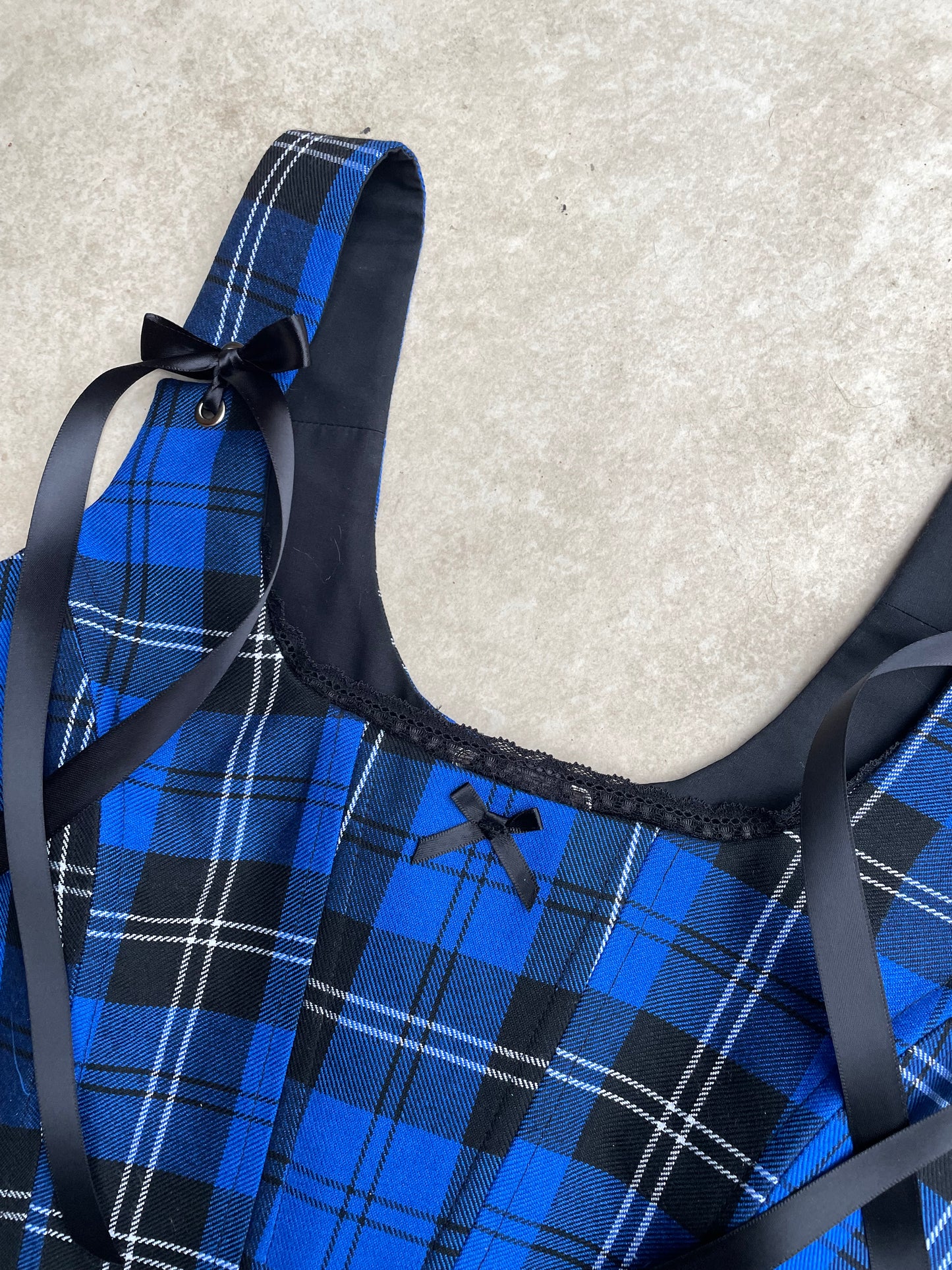 Royal Blue tartan corset - Sizes XS/S/M/L