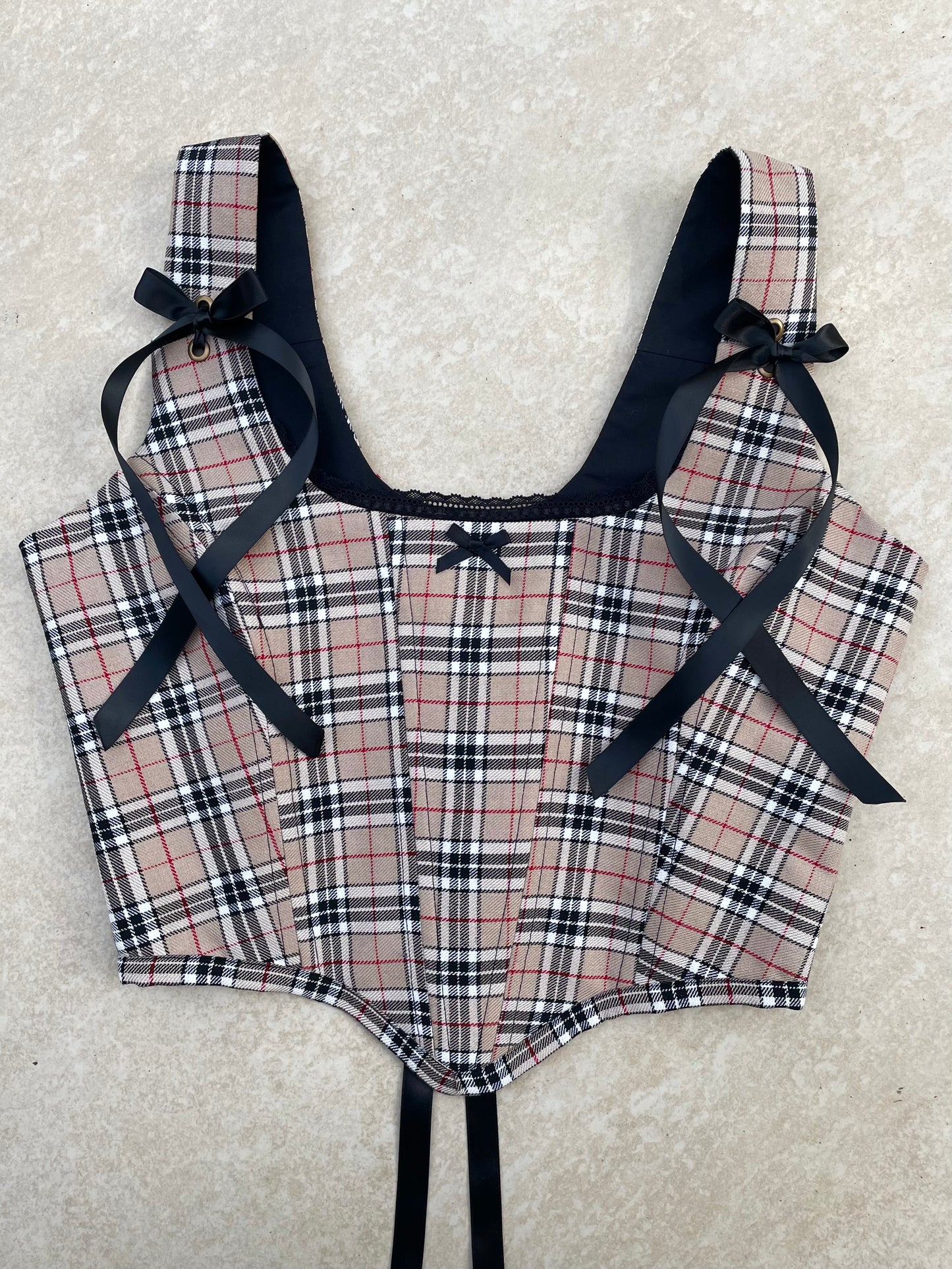 Beige tartan corset - Sizes XS/S/M/L