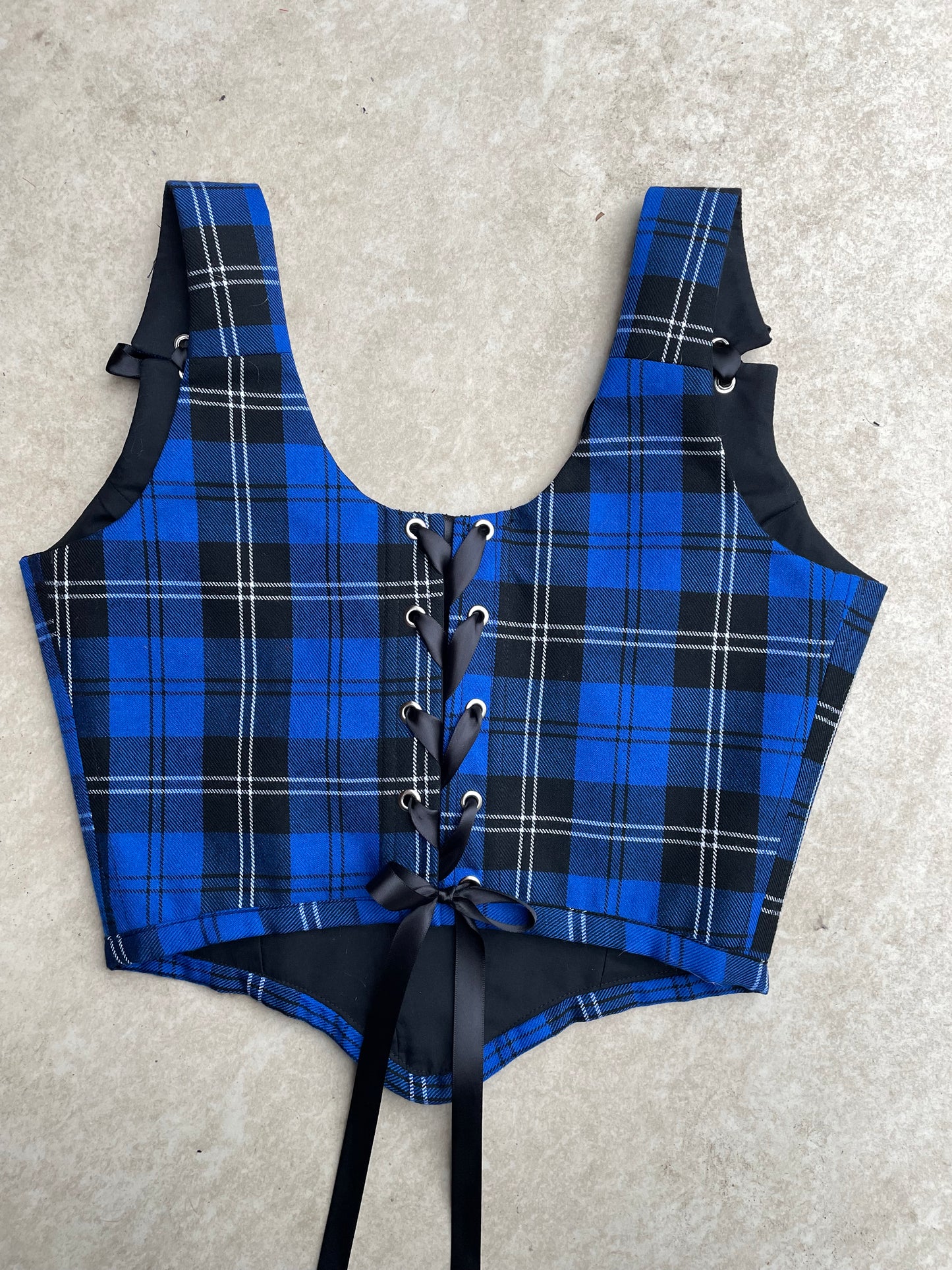 Royal Blue tartan corset - Sizes XS/S/M/L