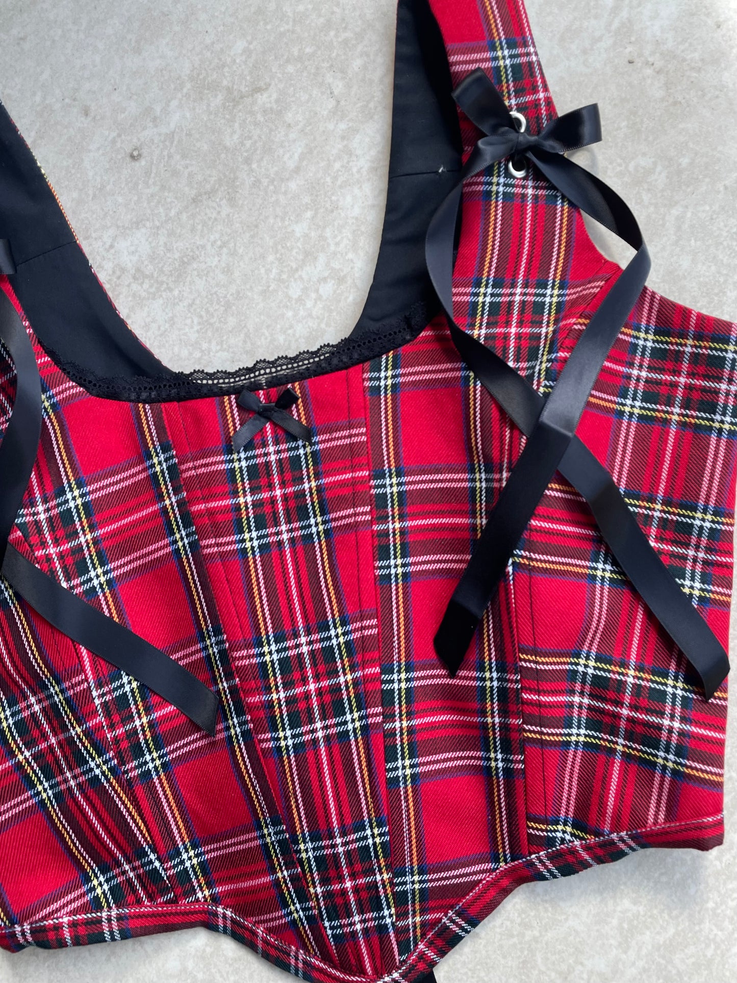 Red tartan corset - Sizes XS/S/M/L