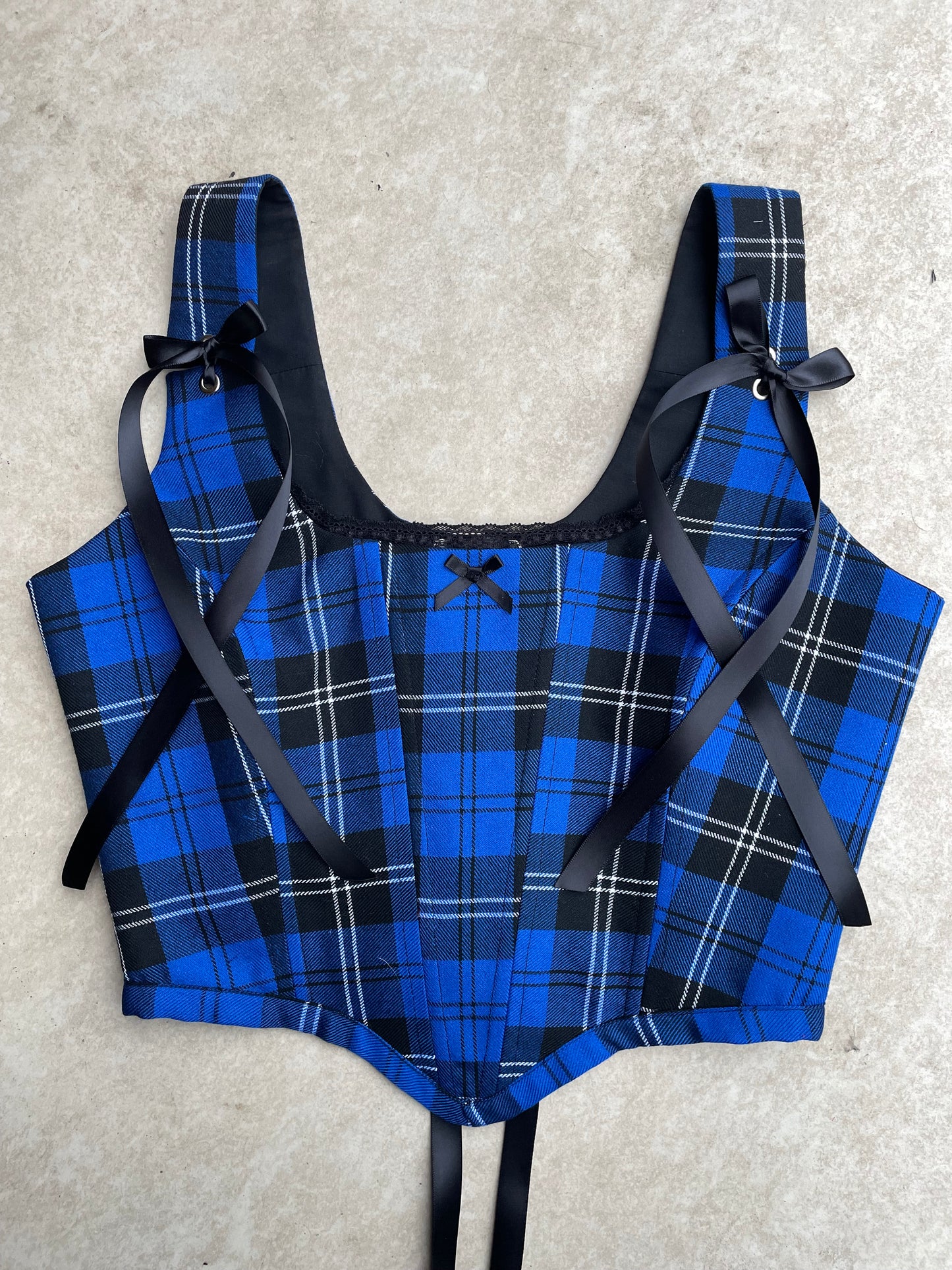 Royal Blue tartan corset - Sizes XS/S/M/L