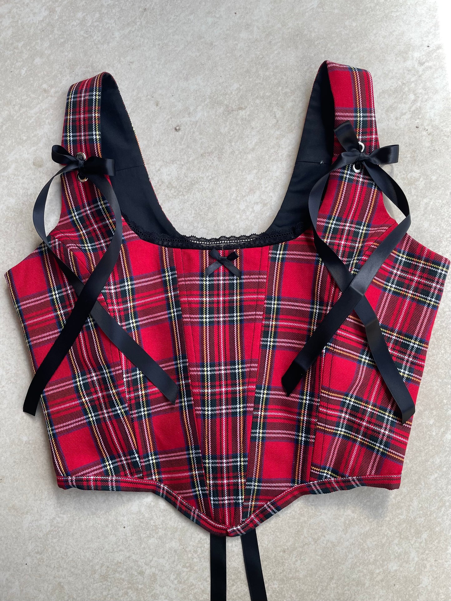 Red tartan corset - Sizes XS/S/M/L