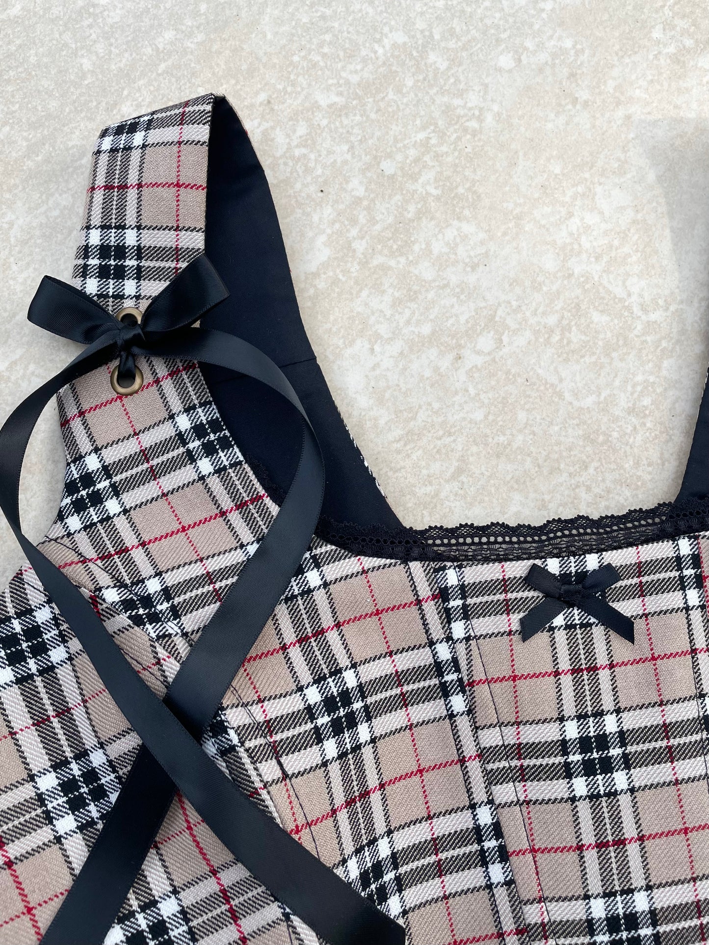 Beige tartan corset - Sizes XS/S/M/L