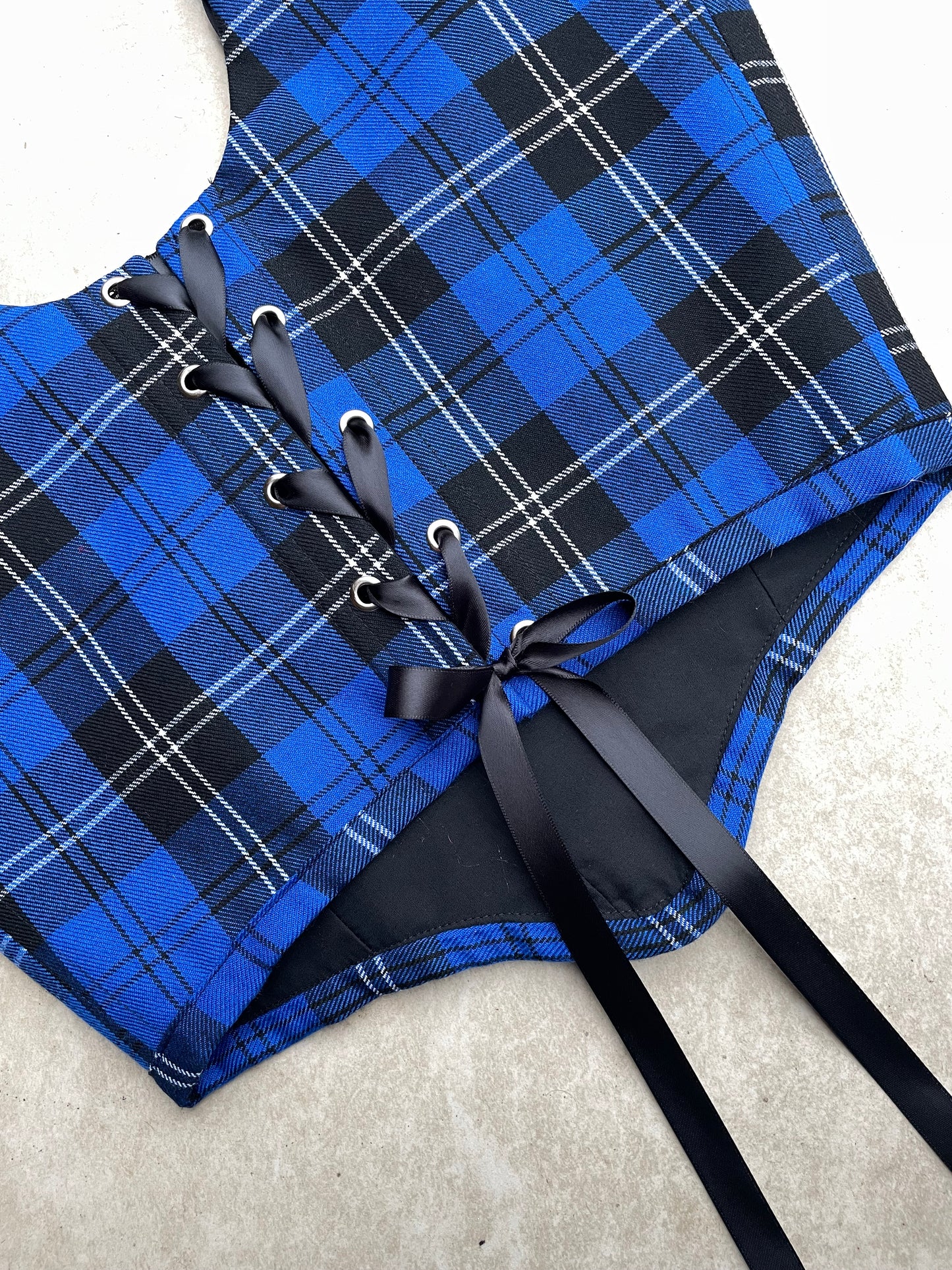 Royal Blue tartan corset - Sizes XS/S/M/L