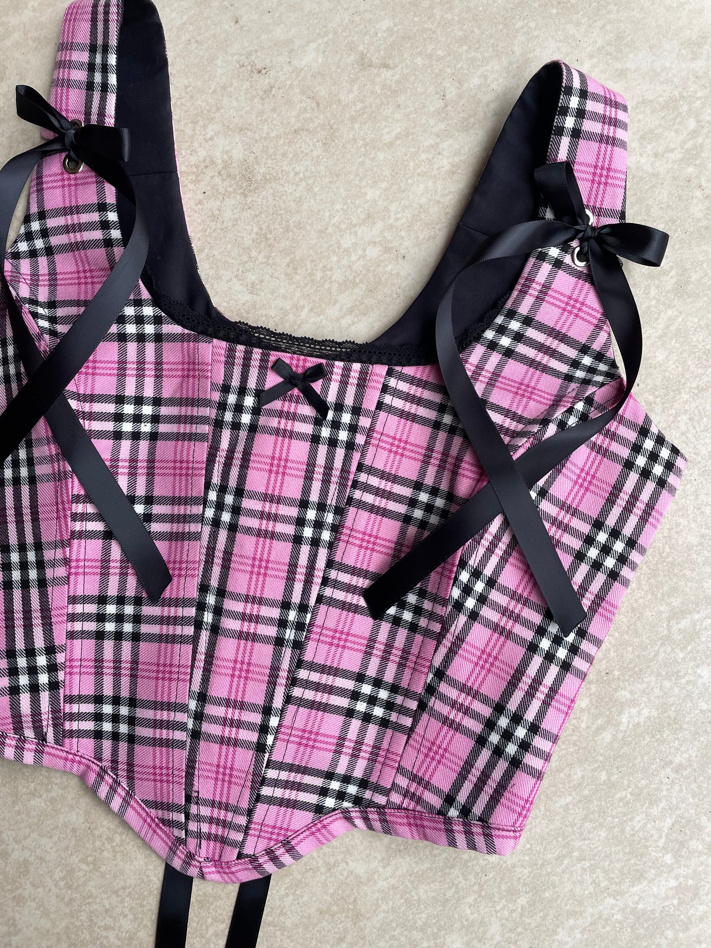 Pink tartan corset - Sizes XS/S/M/L