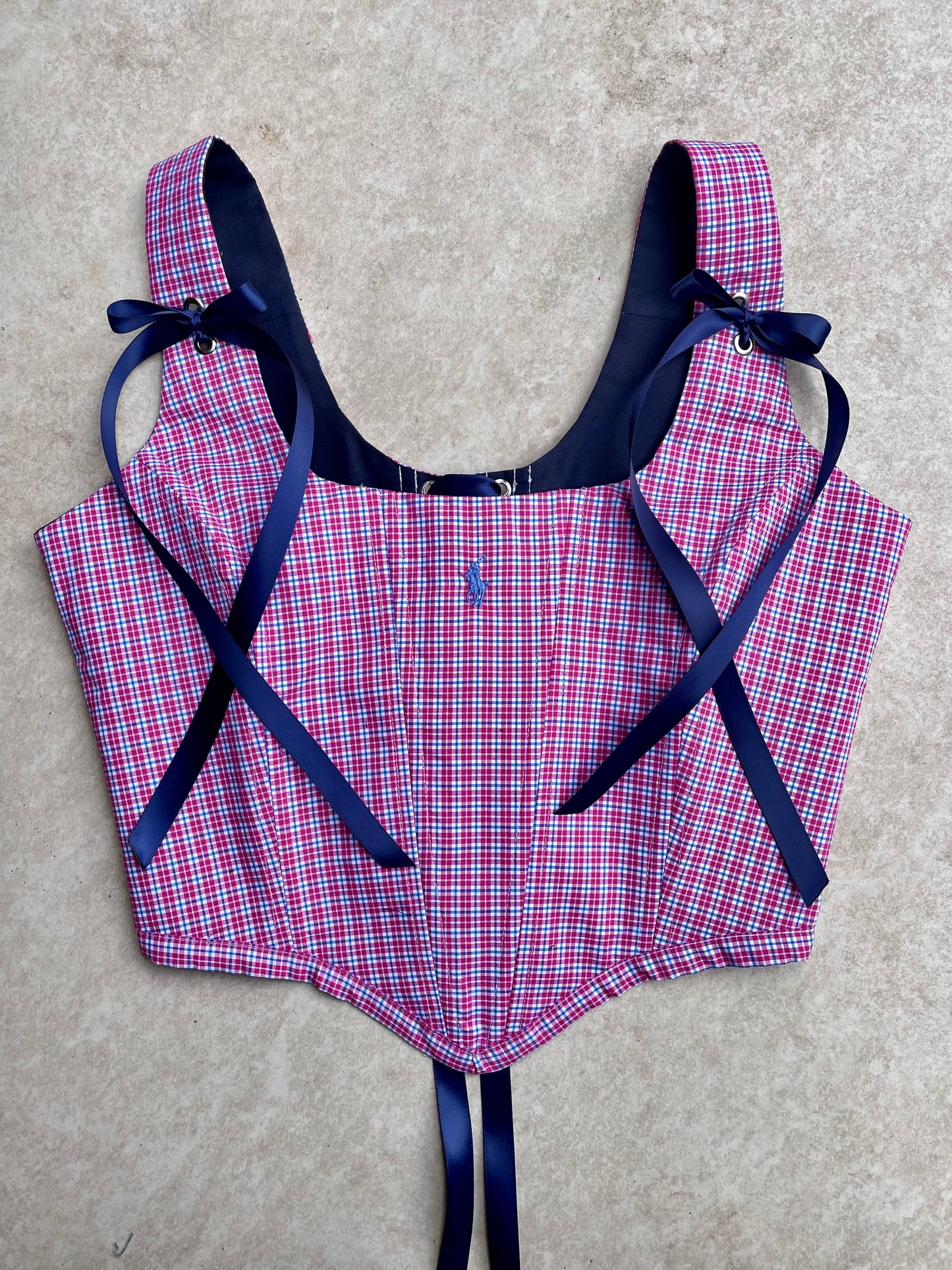 Pink gingham check Ralph Lauren corset - Size M - uk 10